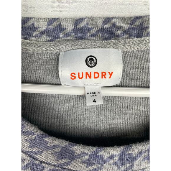 Anthropologie Sundry Houndstooth Sweater 3 L French Casual Stretch Soft Weekend - Picture 3 of 7